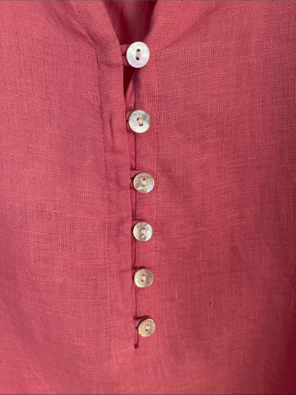 J. Jill Pink Ruffle-Neck Linen Button Tunic - Picture 3 of 6